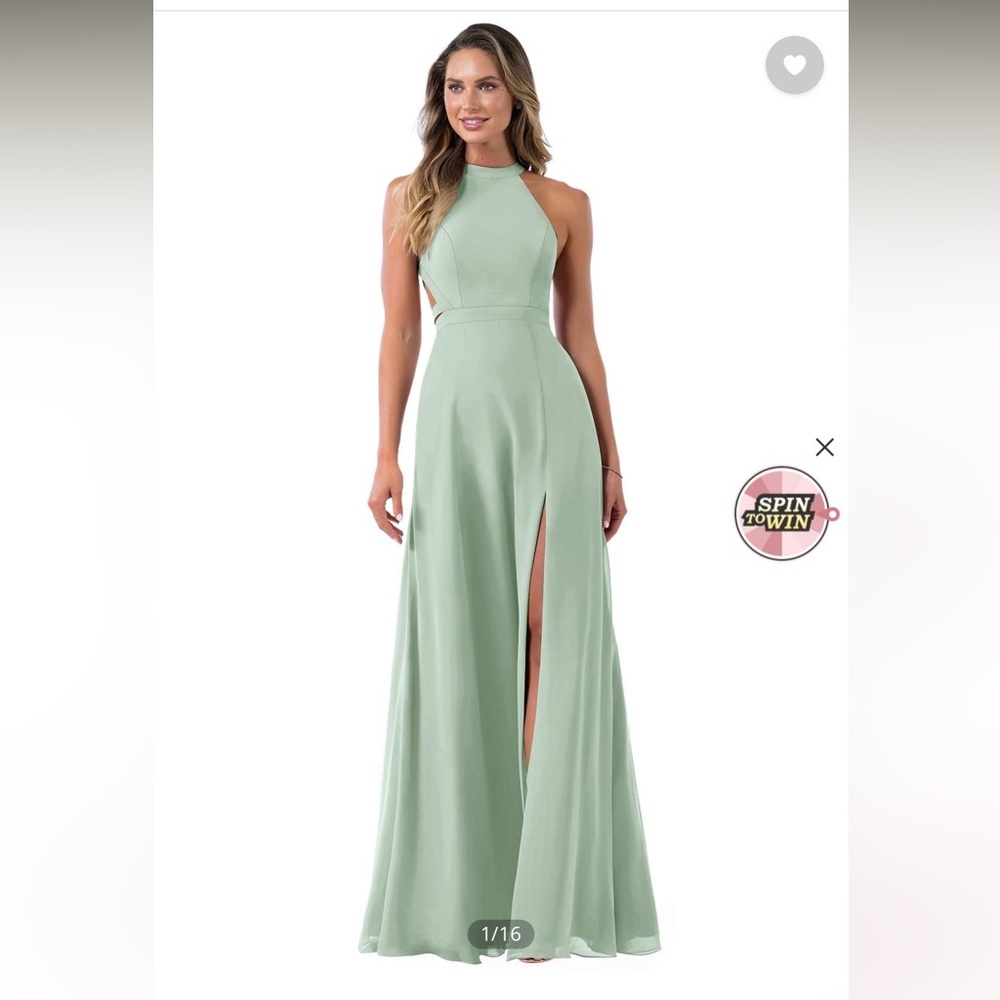 AZAZIE CLARICE A-Line Halter Chiffon Floor-Length Dress Agave Sz A0 NWT ◼️ - Picture 1 of 13